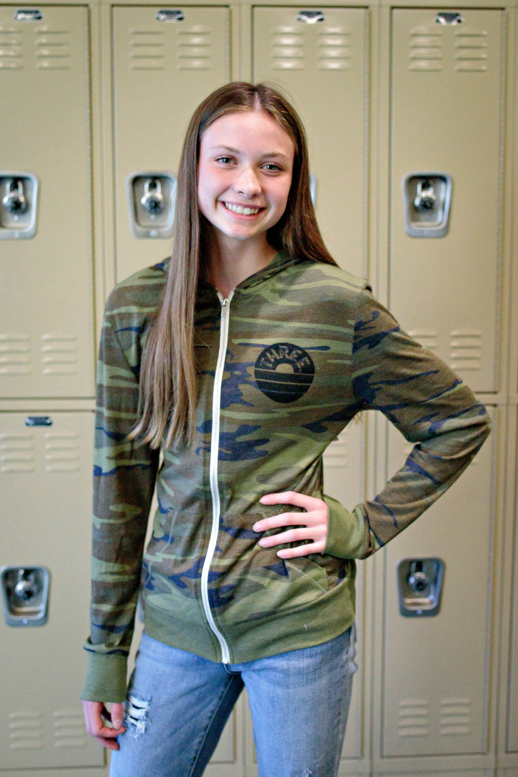 Three Lightweight Zip Up - Camo